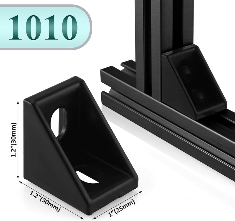 PETOX 30 Set Black 1"x1" 1010 Series Aluminum Extrusion Profile Connector,30pcs Corner Bracket with 60pcs M6 T-Slot Sliding Nuts for 10 Series Aluminum Rail Accessories - Image 4